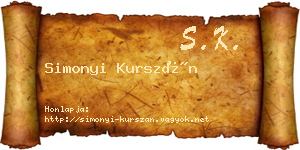 Simonyi Kurszán névjegykártya